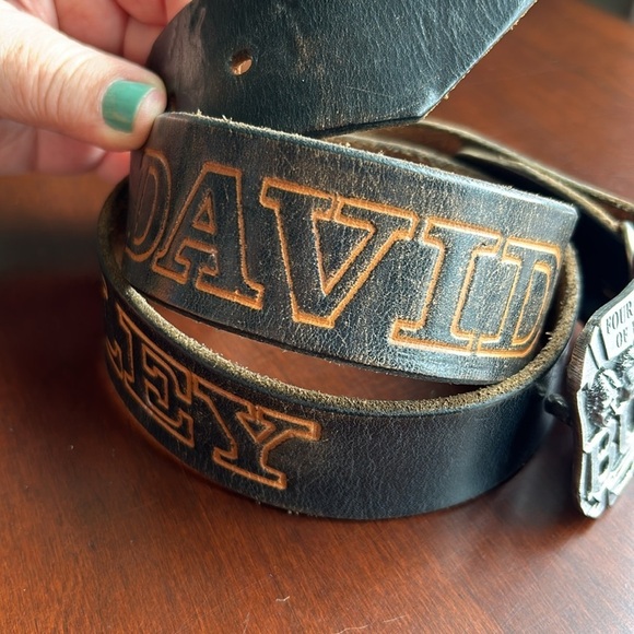 Motor Harley Davidson Cycle leather belt Owl brand sz 36 metal buckle leather - Picture 3 of 17